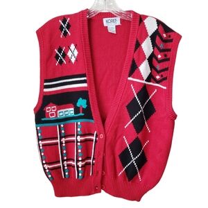 Vintage Koret Red Argyle Sweater Vest